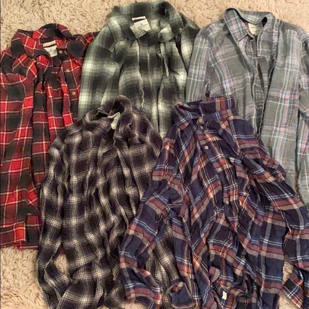 Set of 5 American Eagle flannels